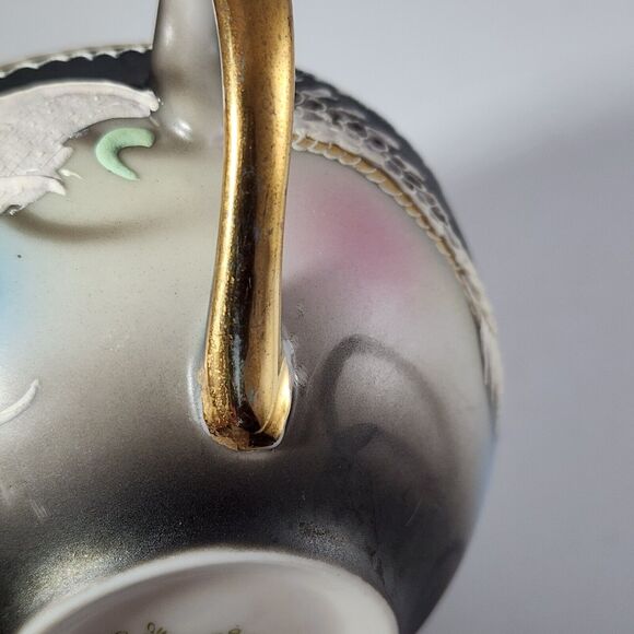 Vintage Dragonware Tea Cup & Saucer Occupied Japan Orange & Black - Picture 6 of 10